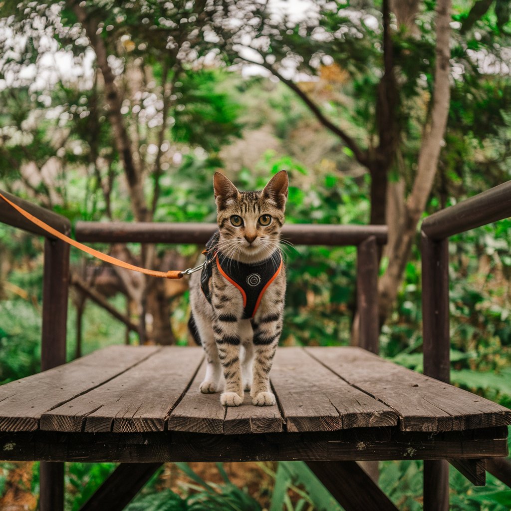 cat walk on a leash