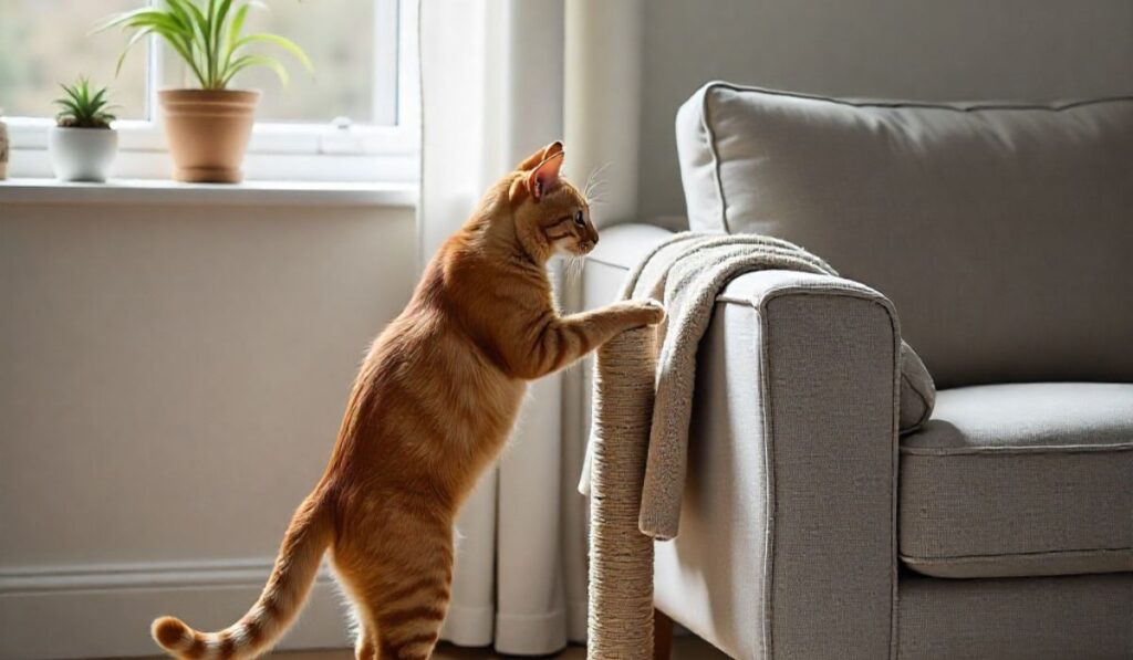 get your cat to use a scratching post