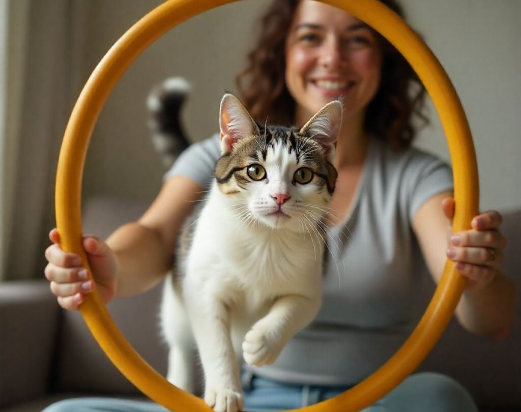 how to train a cat to jump through a hoop