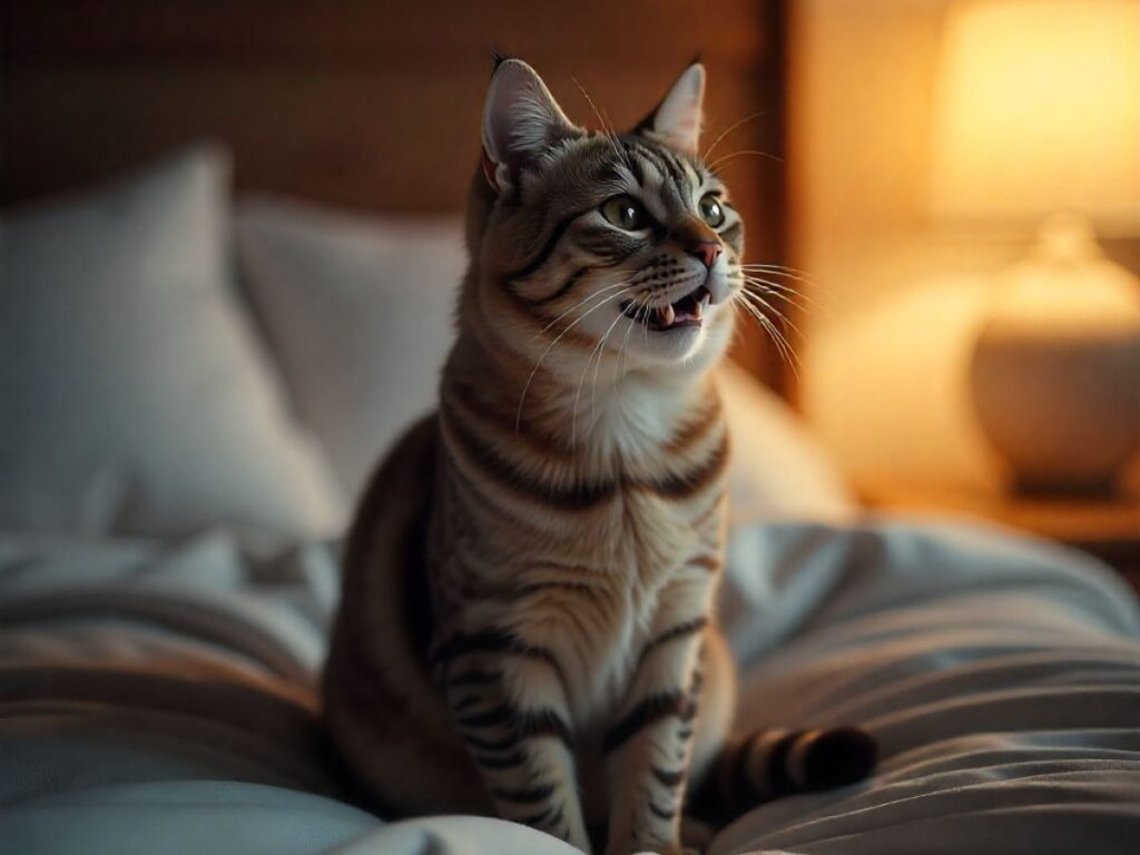 why does my cat meow at night